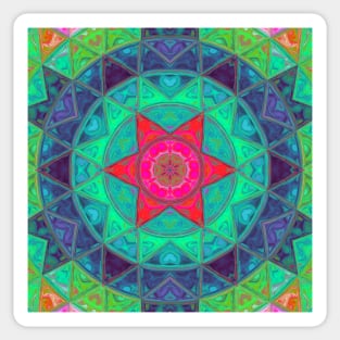 Mosaic Mandala Blue Green and Red Sticker